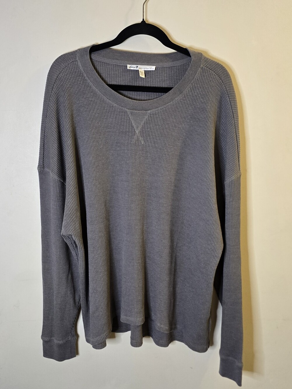 Seven7 Grey Waffle Knit Long Sleeve Xxl - Picture 1 of 6